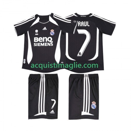 Divisa di Calcio Real Madrid RAUL 7 2006 2007 Retro Bambino Trasferta